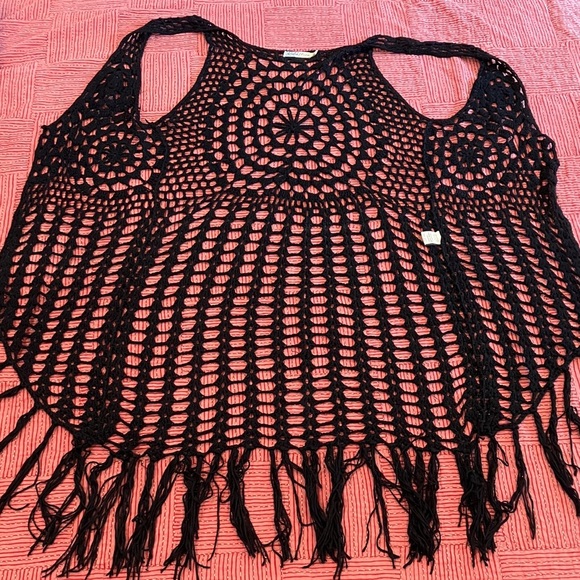 Rebellion women’s size medium / large long Black Crochet Vest - Picture 9 of 12